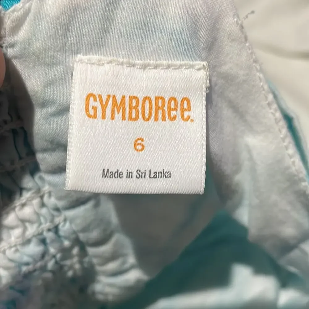 Gymboree 6 turquoise floral white 💯cotton lined sundress worn once euc